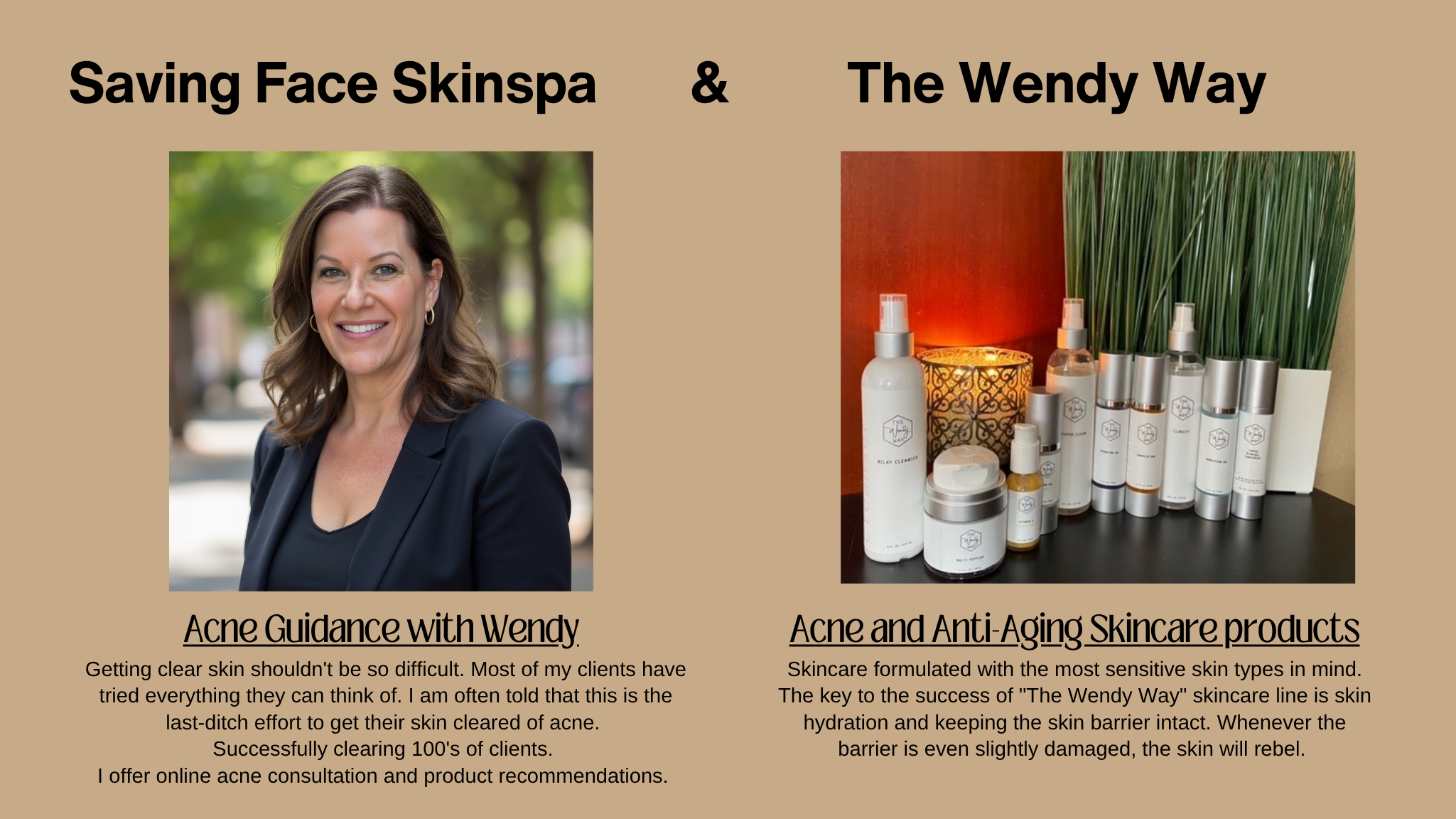 Image of Wendy and next to it is an image of "The Wendy Way" skincare products.